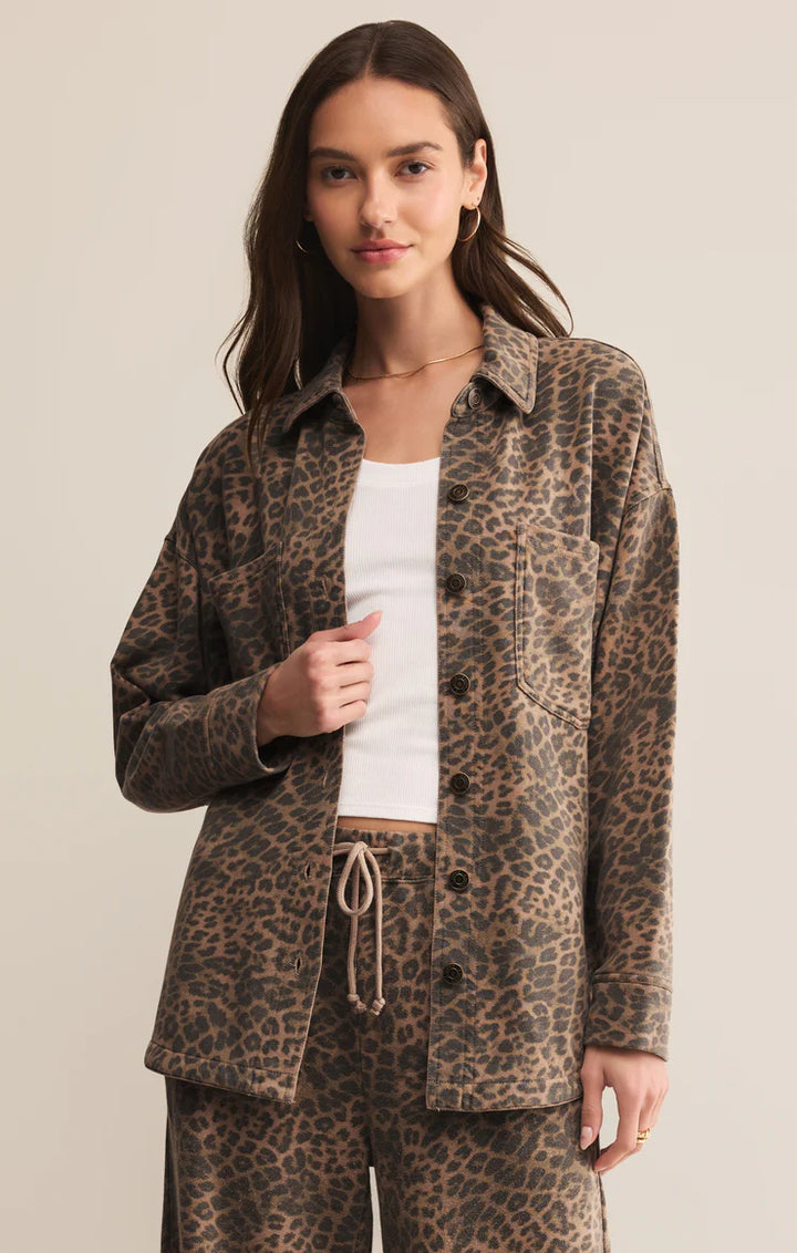 Z-Supply All Day Knit Leopard Jacket - Desert Tan - Sun Diego Boardshop