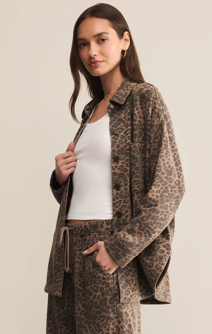 Z-Supply All Day Knit Leopard Jacket - Desert Tan - Sun Diego Boardshop