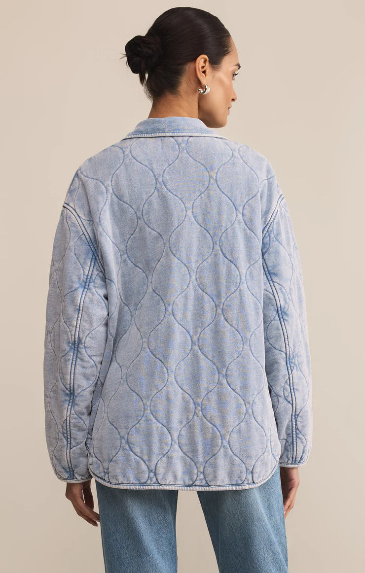 Z-Supply Boulder Quilted Knit Denim Jacket - Washed Indigo