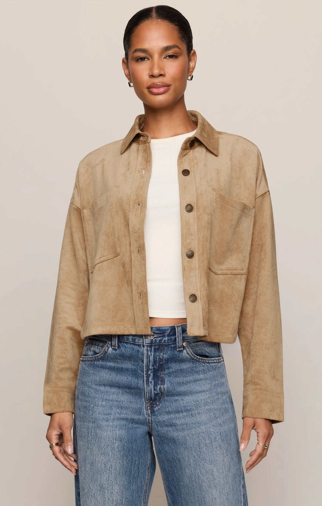 Z-Supply Women's All Day Cropped Suede Jacket - Light Sand - Sun Diego Boardshop