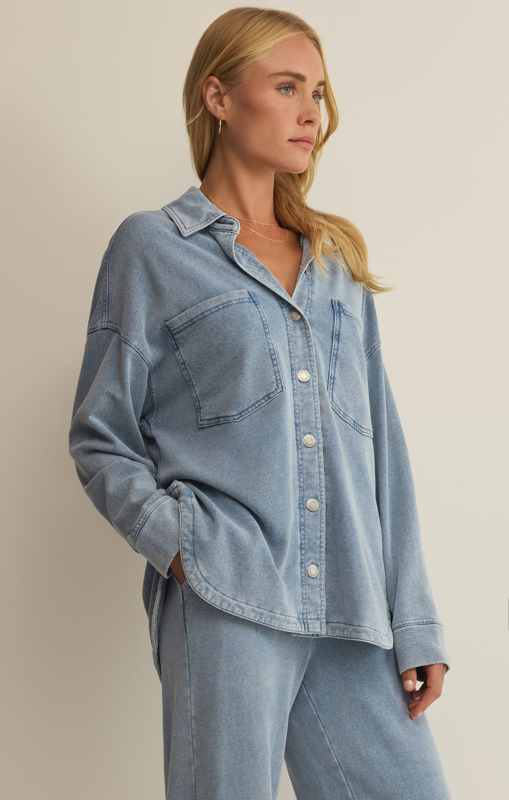 Z-Supply Women's All Day Knit Denim Jacket - Ocean Air Indigo - Sun Diego Boardshop