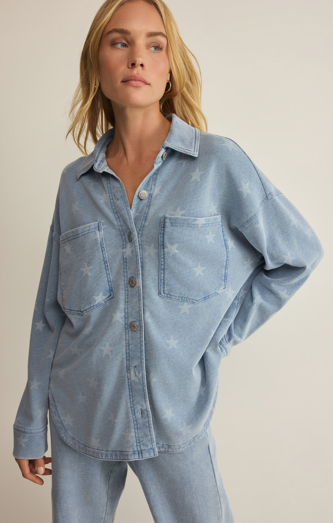 Z Supply Women's All Day Knit Star Jacket - Ocean Air Indigo - Sun Diego Boardshop