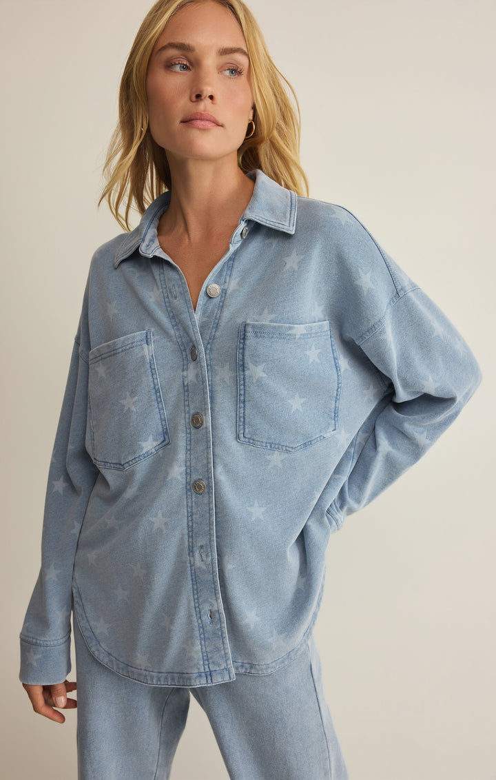 Z Supply Women's All Day Knit Star Jacket - Ocean Air Indigo - Sun Diego Boardshop