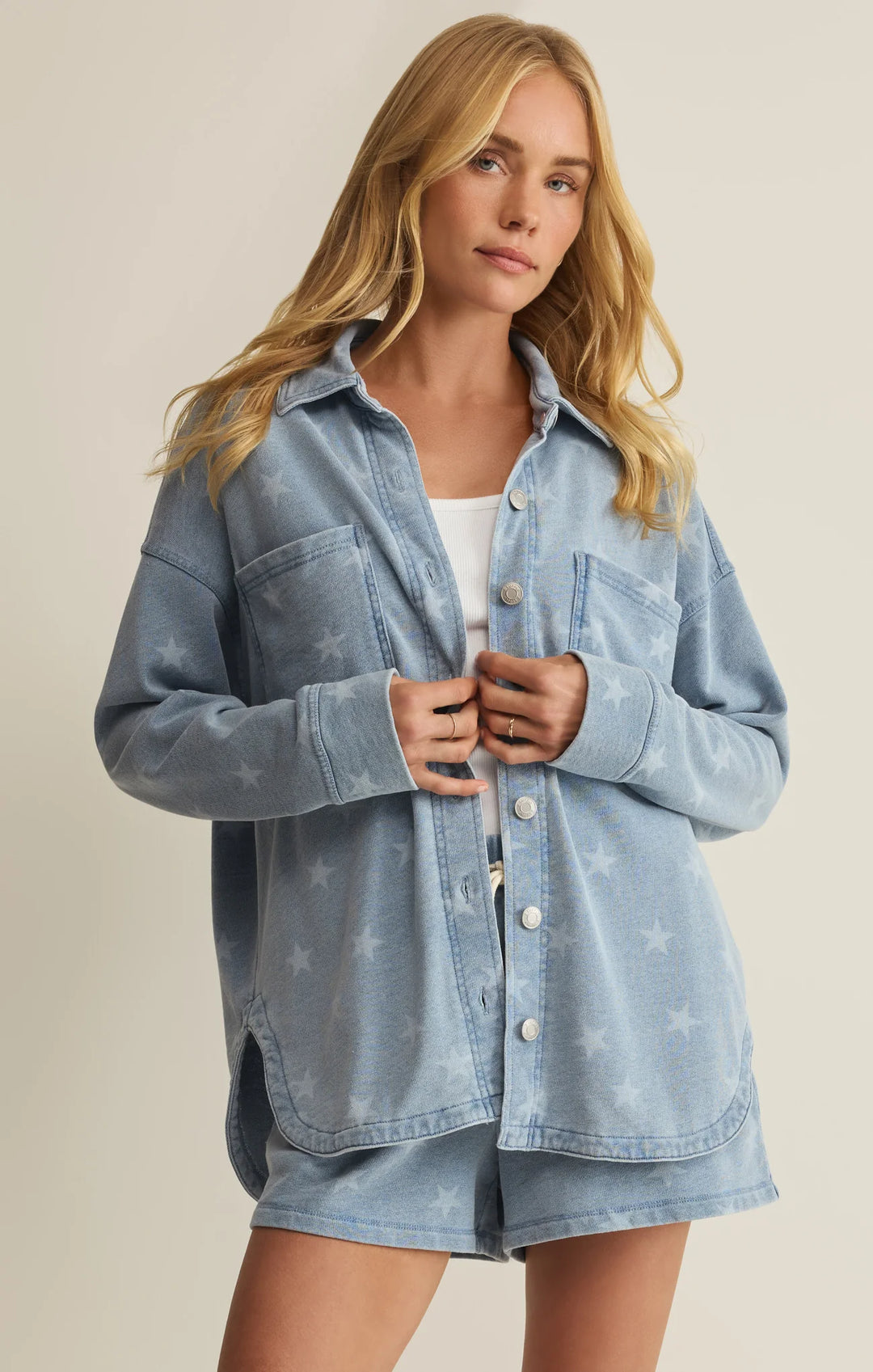 Z Supply Women's All Day Knit Star Jacket - Ocean Air Indigo - Sun Diego Boardshop