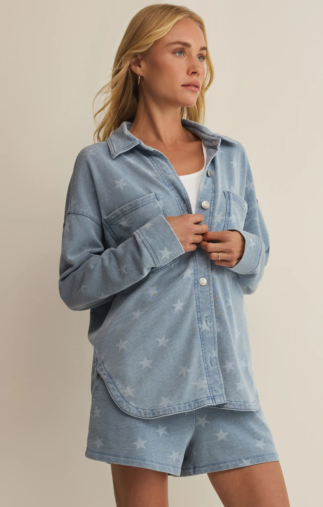Z Supply Women's All Day Knit Star Jacket - Ocean Air Indigo - Sun Diego Boardshop