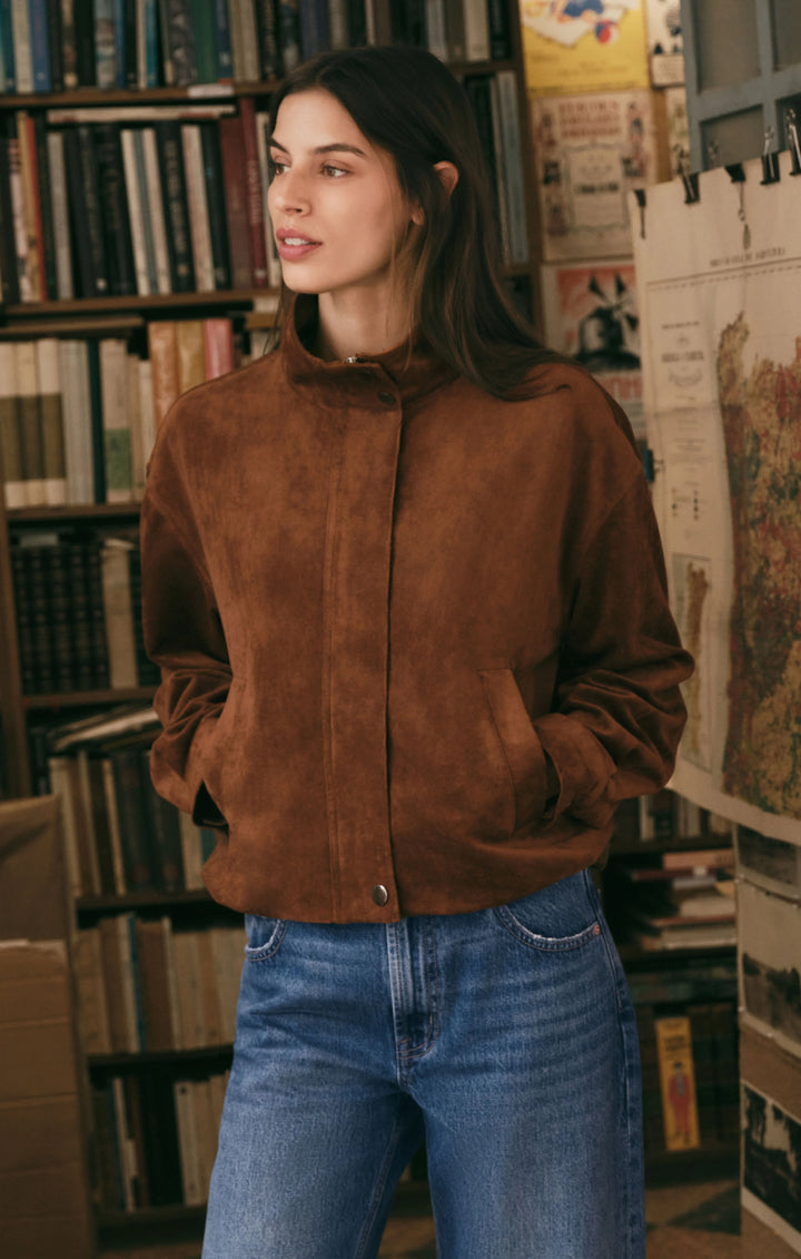 Z-Supply Women's Corin Faux Suede Bubble Hem Jacket - Saddle Suede - Sun Diego Boardshop