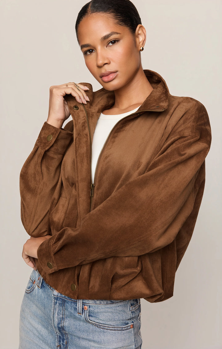Z-Supply Women's Corin Faux Suede Bubble Hem Jacket - Saddle Suede - Sun Diego Boardshop