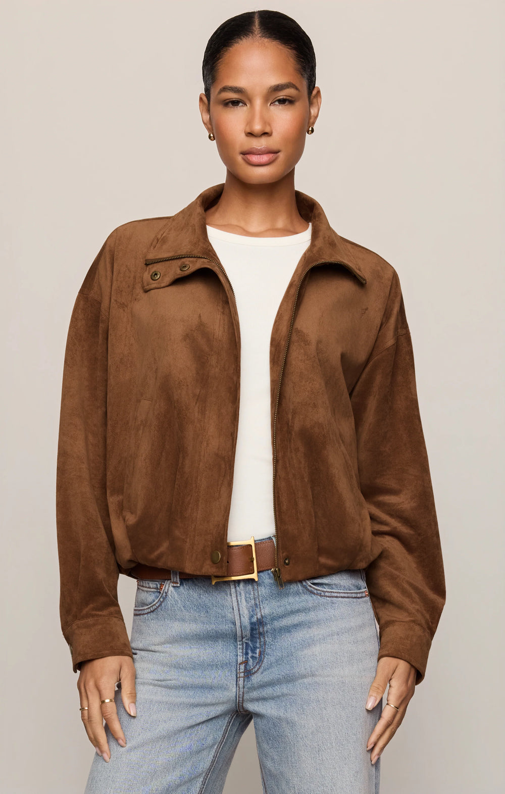 Z-Supply Women's Corin Faux Suede Bubble Hem Jacket - Saddle Suede - Sun Diego Boardshop