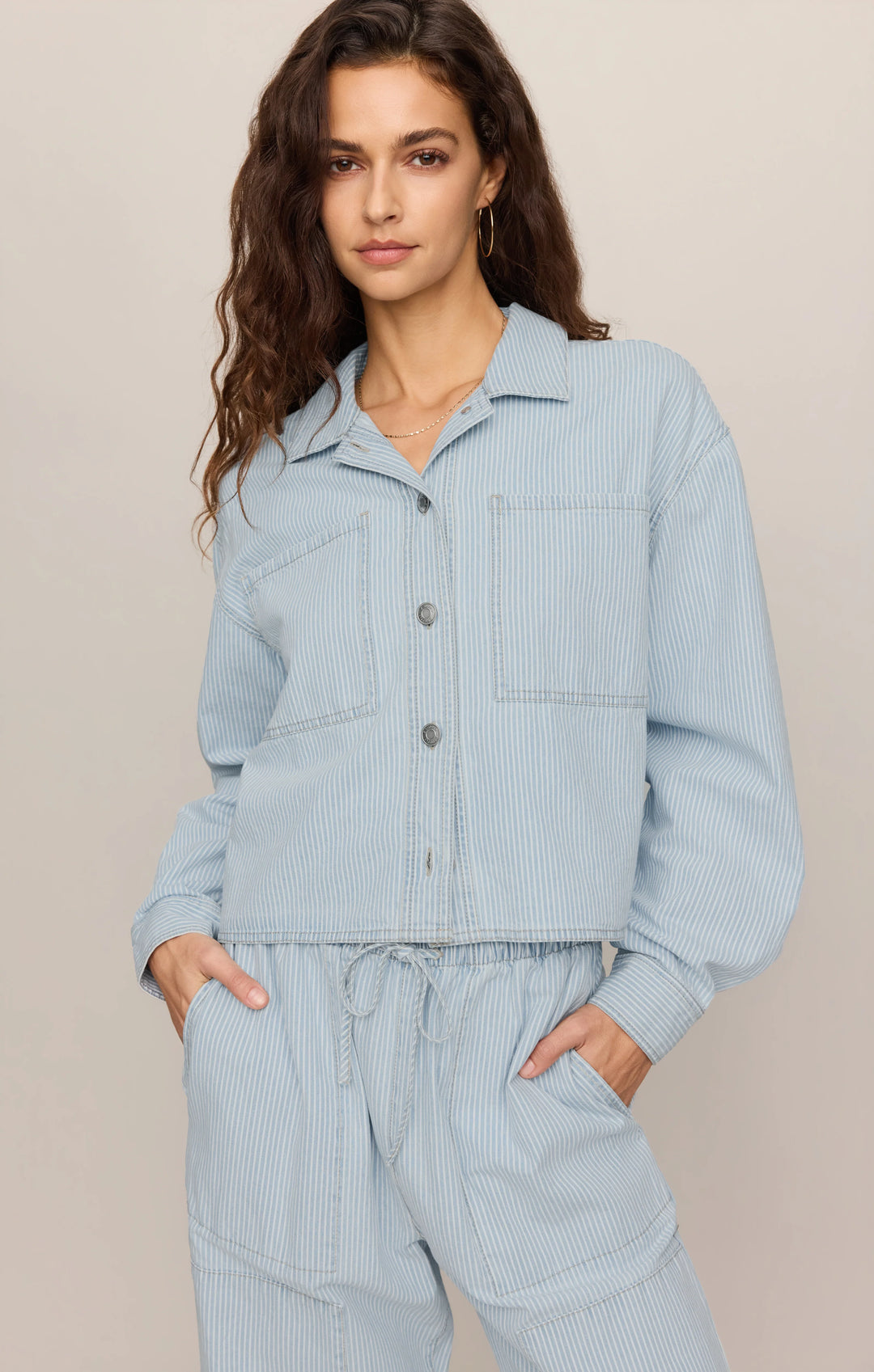 Z-Supply Women's Erin Soft Denim Railroad Jacket - Seaboard Stripe