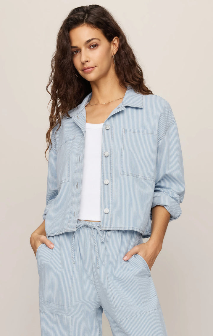 Z-Supply Women's Erin Soft Denim Railroad Jacket - Seaboard Stripe