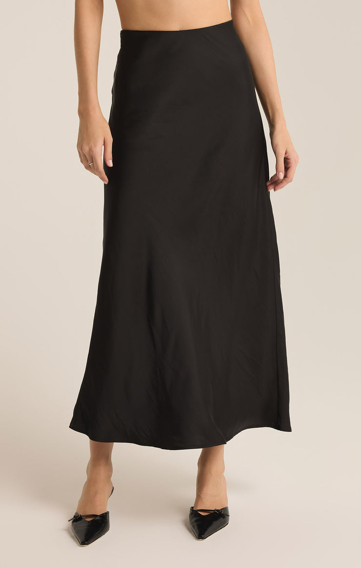 Z-Supply Europa Luxe Sheen Midi Skirt - BLACK - Sun Diego Boardshop