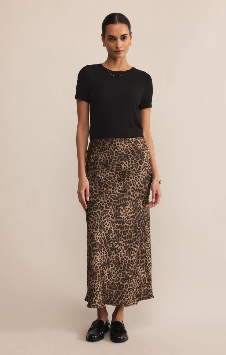 Z-Supply Leopard Europa Luxe Sheen Midi Skirt - Desert Tan - Sun Diego Boardshop
