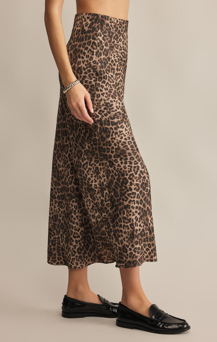 Z-Supply Leopard Europa Luxe Sheen Midi Skirt - Desert Tan - Sun Diego Boardshop