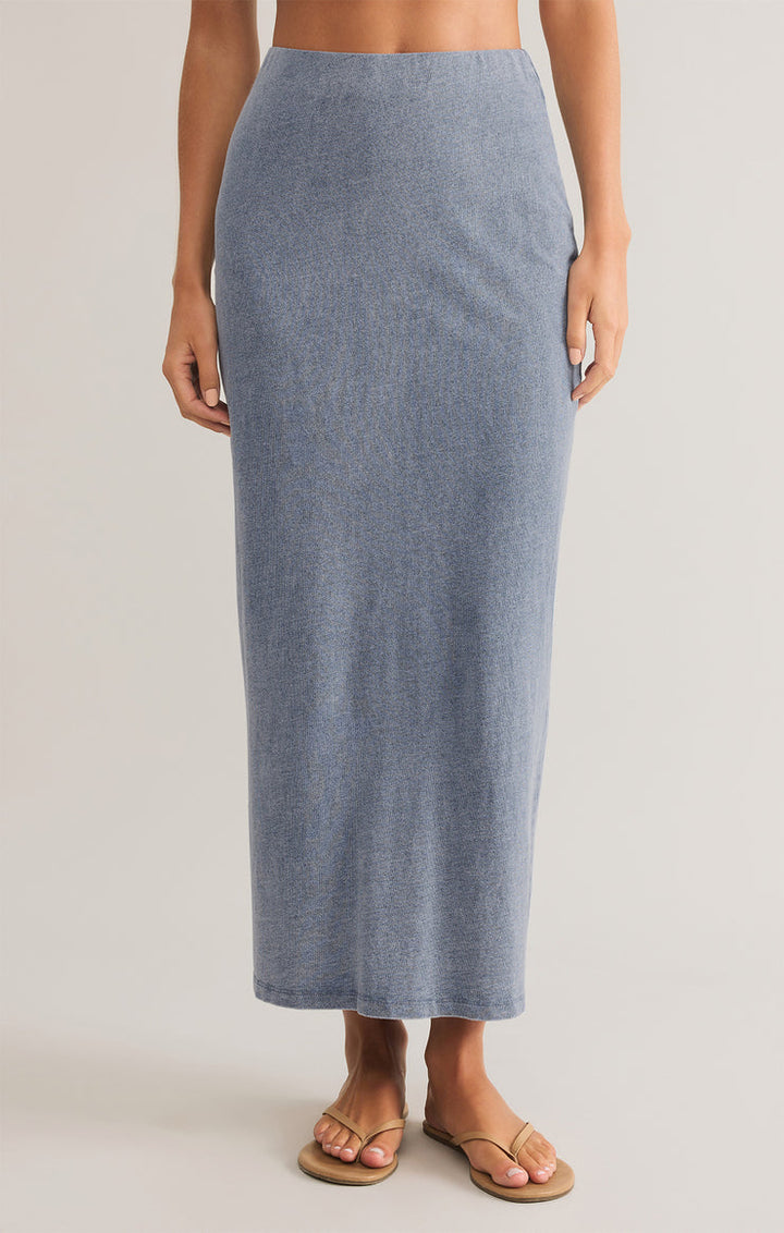 Z-Supply Gail Jersey Denim Midi Skirt - MEDIUM INDIGO - Sun Diego Boardshop