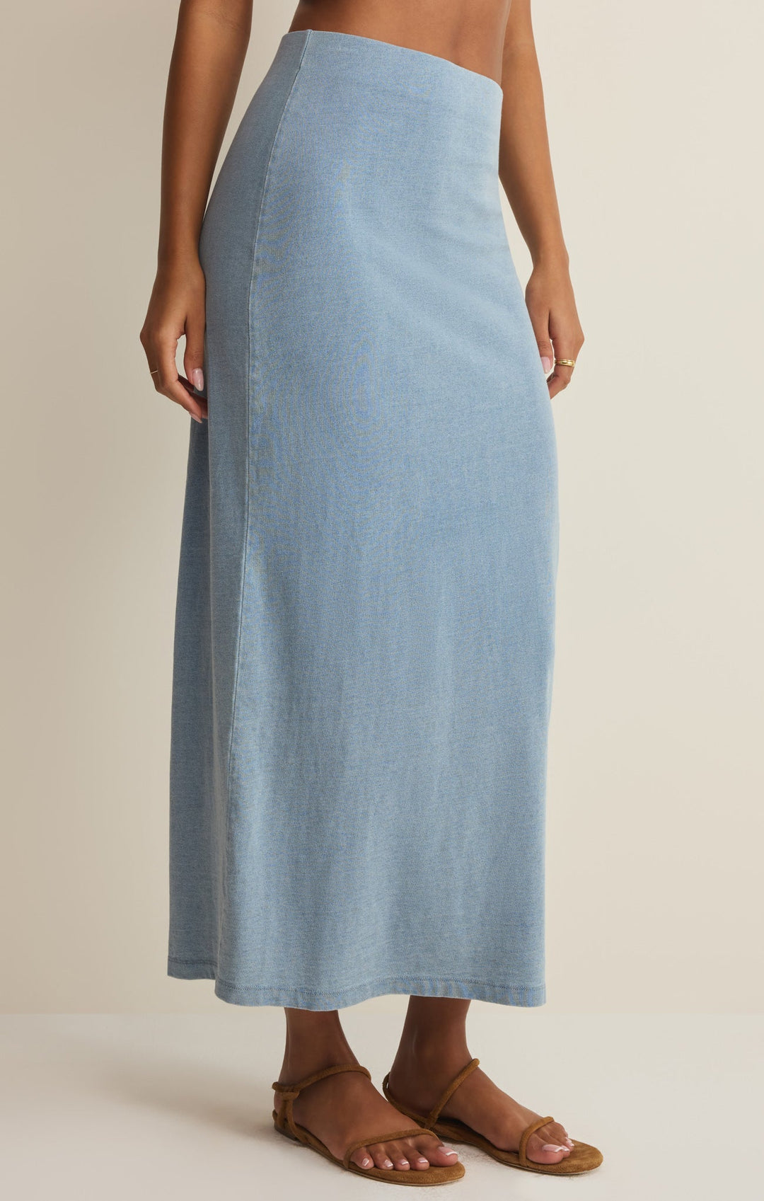 Z-Supply Women's Gail Jersey Denim Midi Skirt - Ocean Air Indigo - Sun Diego Boardshop