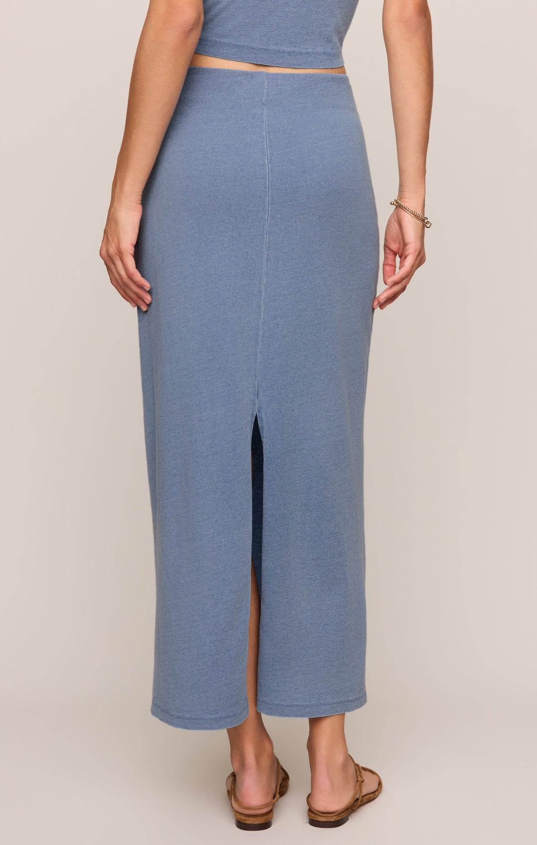 Z-Supply Women's Gail Jersey Denim Midi Skirt - Santorini Indigo