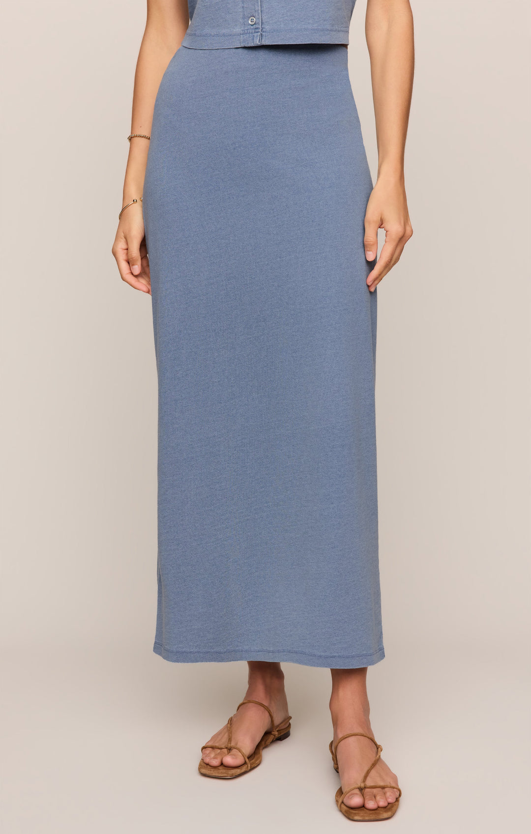 Z-Supply Women's Gail Jersey Denim Midi Skirt - Santorini Indigo