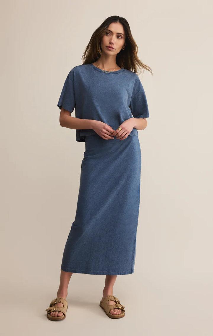 Z-Supply Gail Jersey Denim Midi Skirt - Vintage Indigo - Sun Diego Boardshop