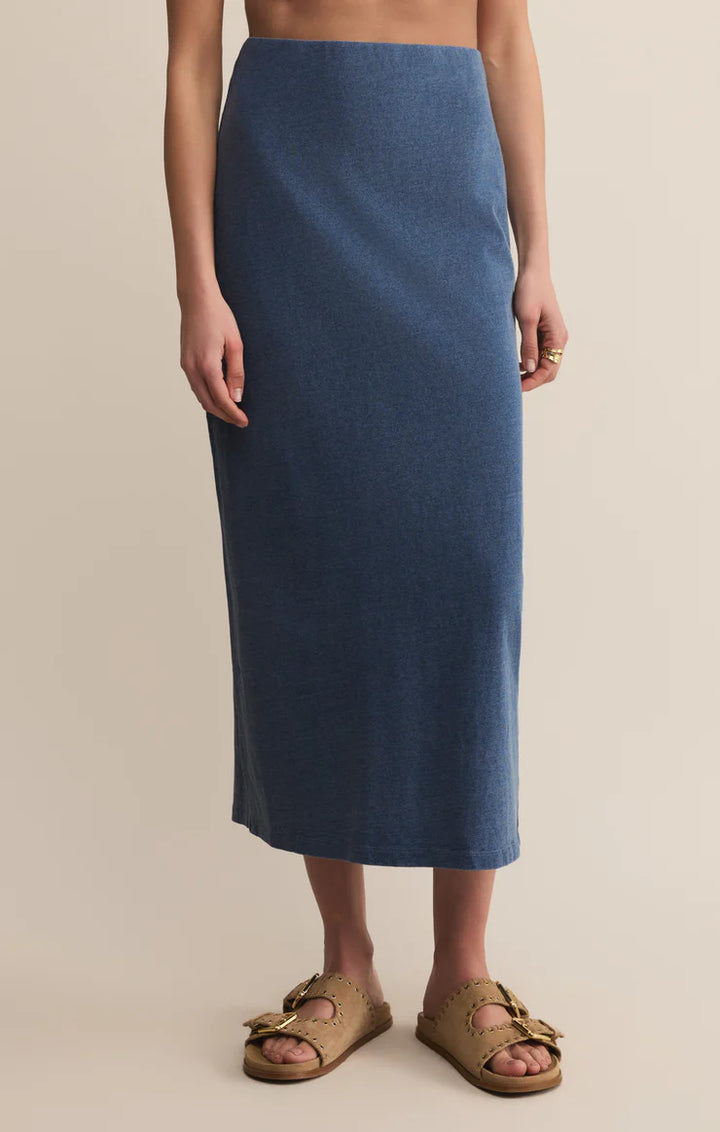 Z-Supply Gail Jersey Denim Midi Skirt - Vintage Indigo - Sun Diego Boardshop