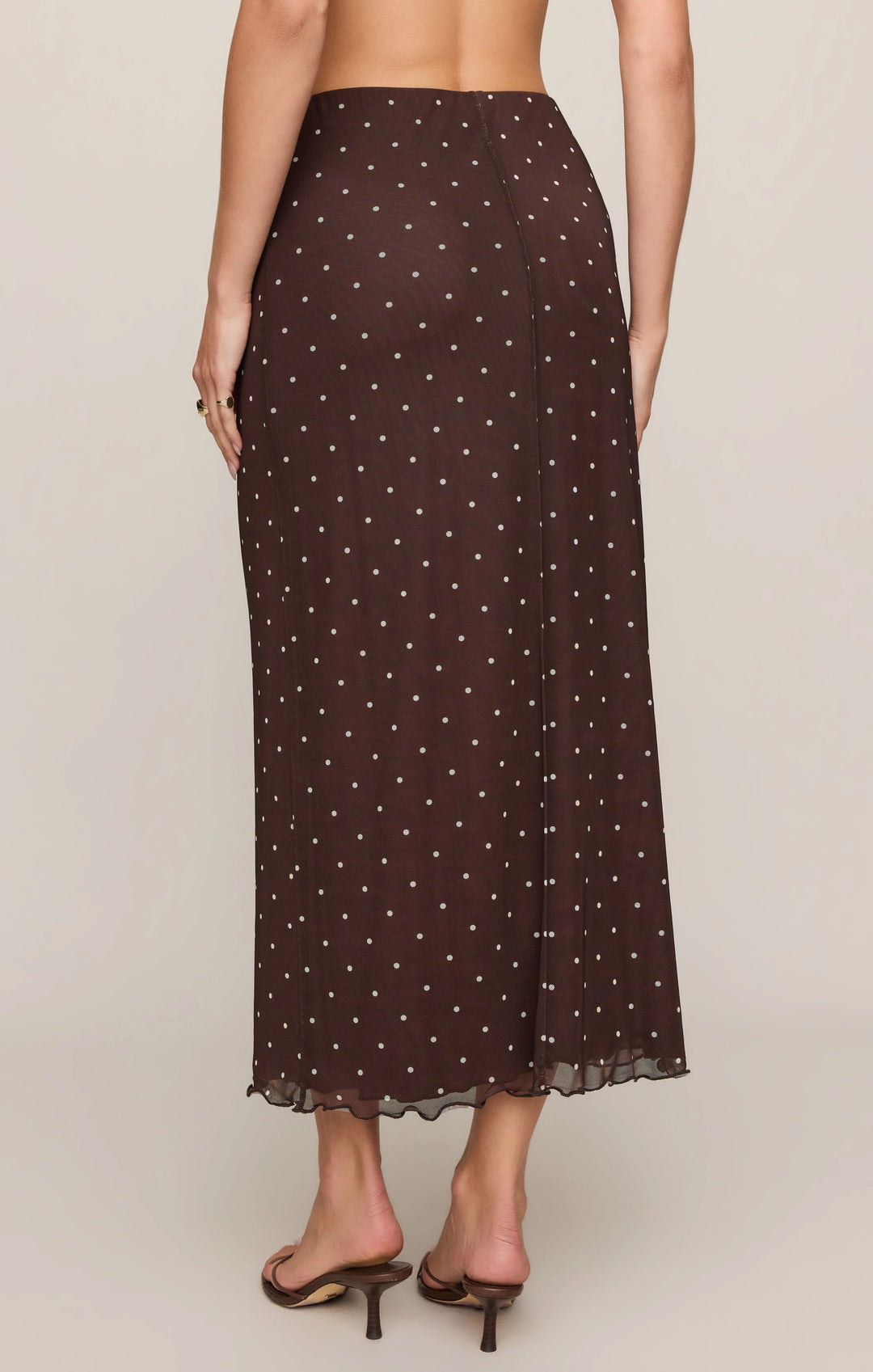 Z-Supply Women's Eda Polka Dot Mesh Midi Skirt - Dark Chocolate - Sun Diego Boardshop