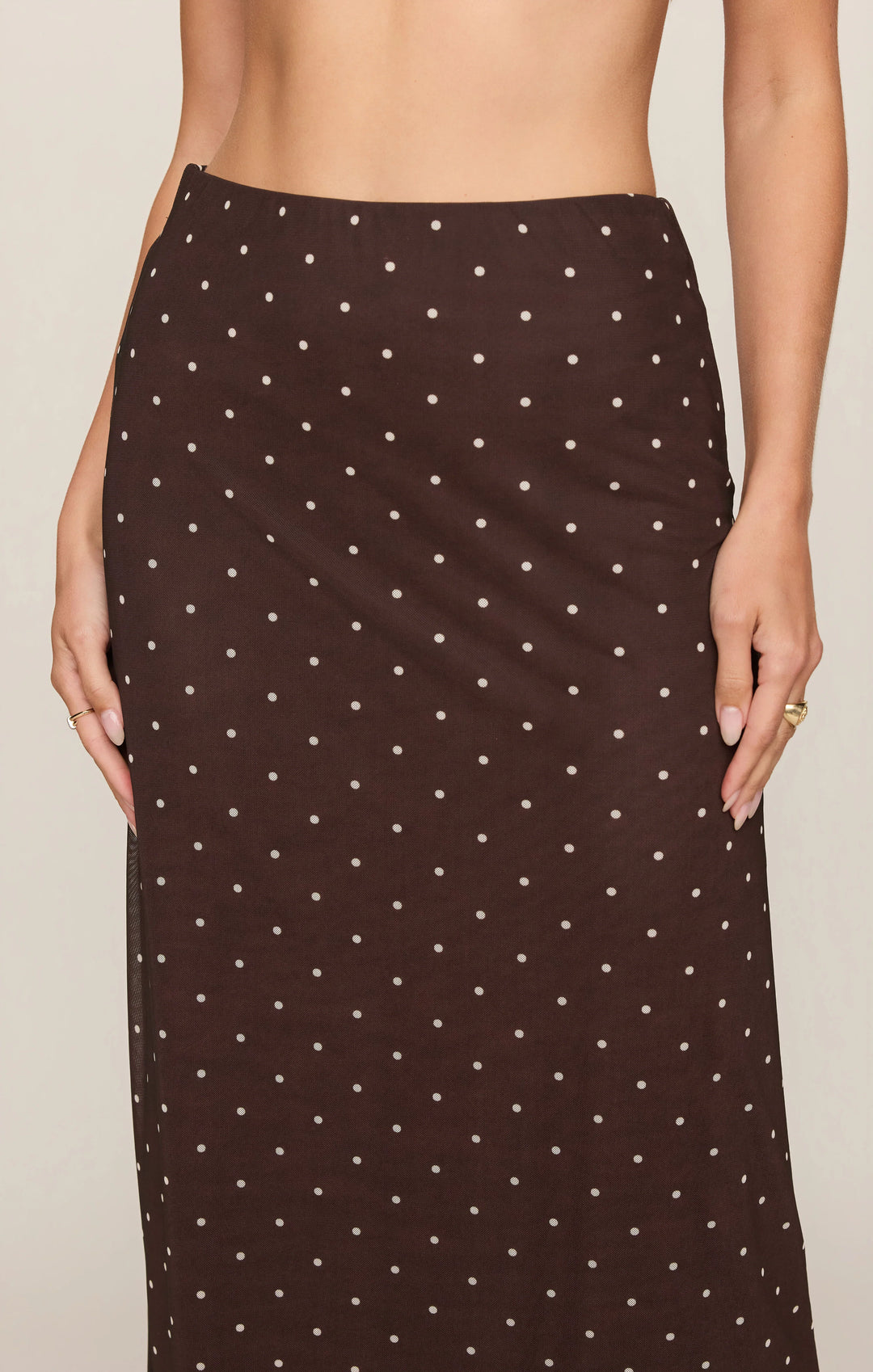 Z-Supply Women's Eda Polka Dot Mesh Midi Skirt - Dark Chocolate - Sun Diego Boardshop