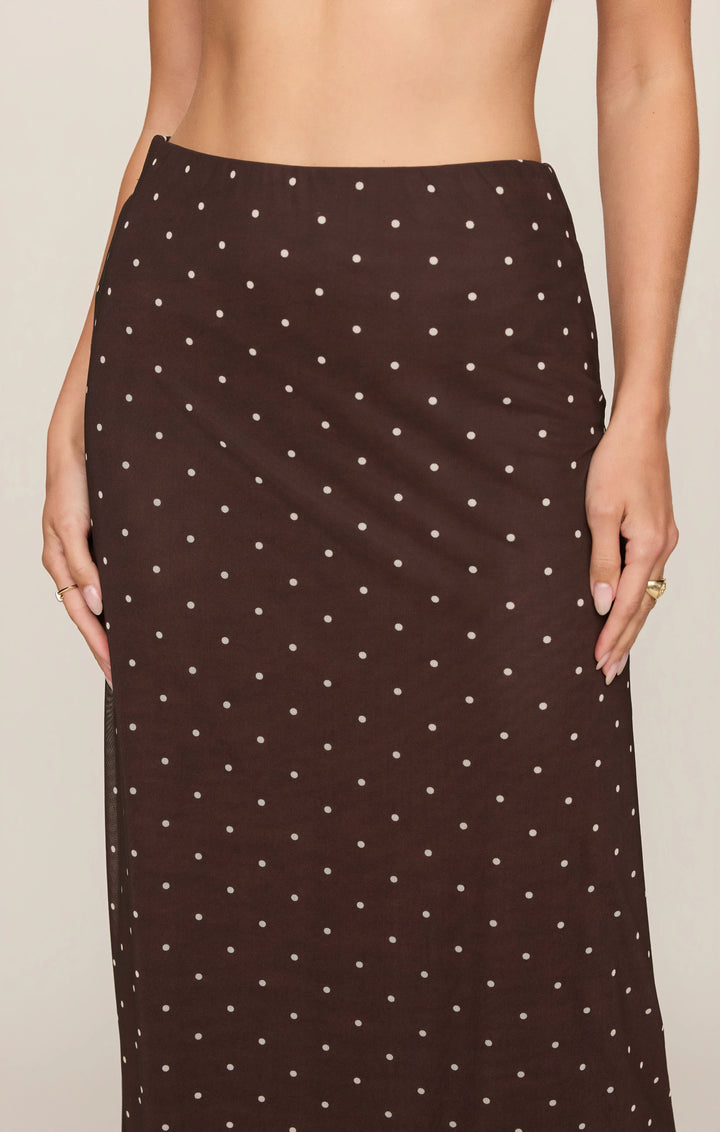 Z-Supply Women's Eda Polka Dot Mesh Midi Skirt - Dark Chocolate - Sun Diego Boardshop