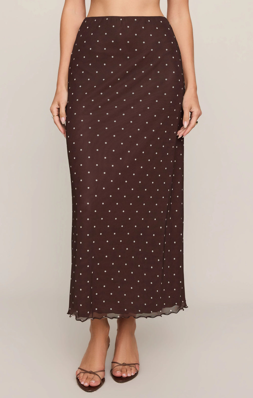 Z-Supply Women's Eda Polka Dot Mesh Midi Skirt - Dark Chocolate - Sun Diego Boardshop