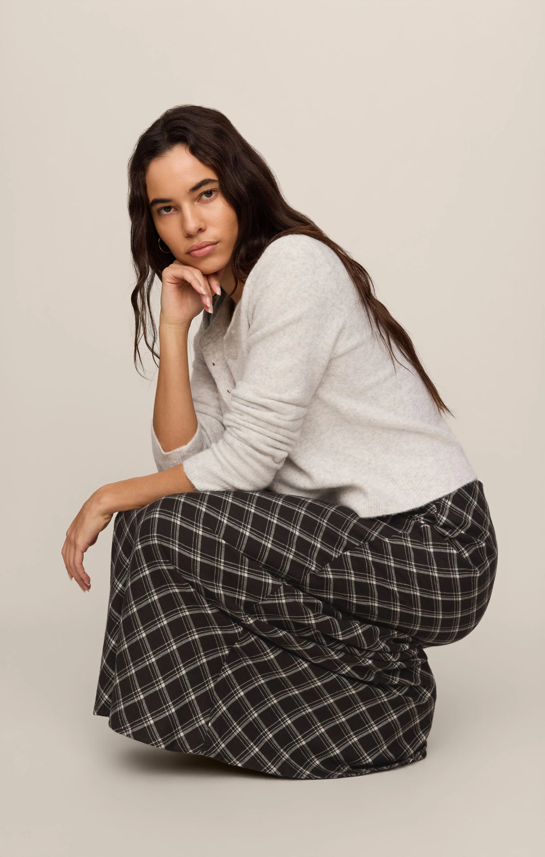 Z-Supply Women's Europa Plaid Maxi Skirt - Ash Black - Sun Diego Boardshop