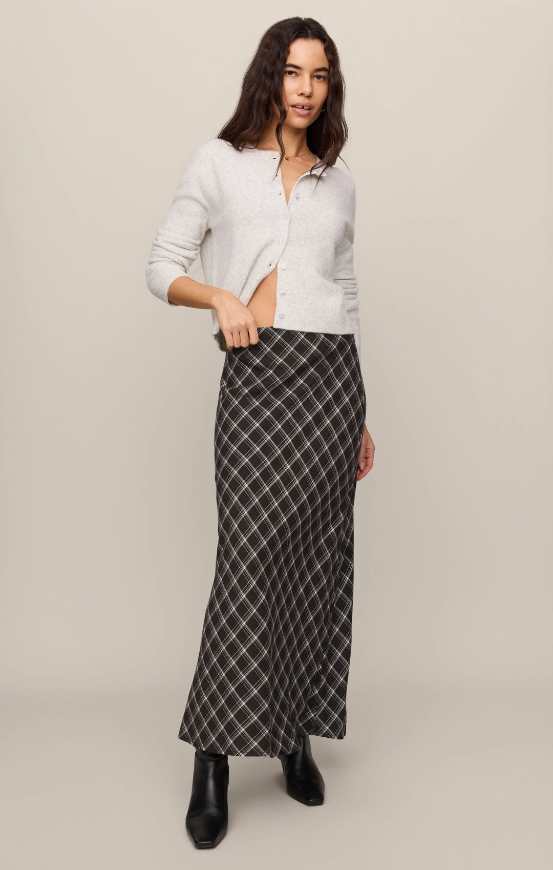 Z-Supply Women's Europa Plaid Maxi Skirt - Ash Black - Sun Diego Boardshop