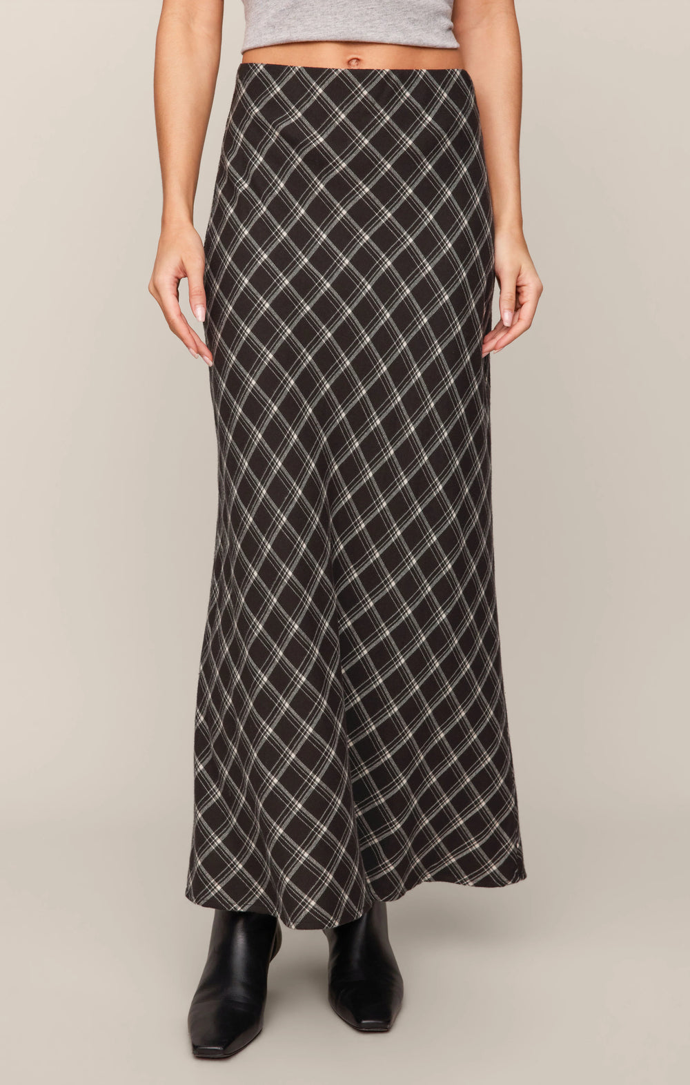 Z-Supply Women's Europa Plaid Maxi Skirt - Ash Black - Sun Diego Boardshop