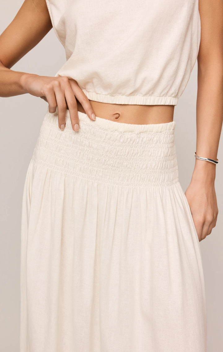 Z-Supply Women's Brooke Smocked Linen Maxi Skirt - White