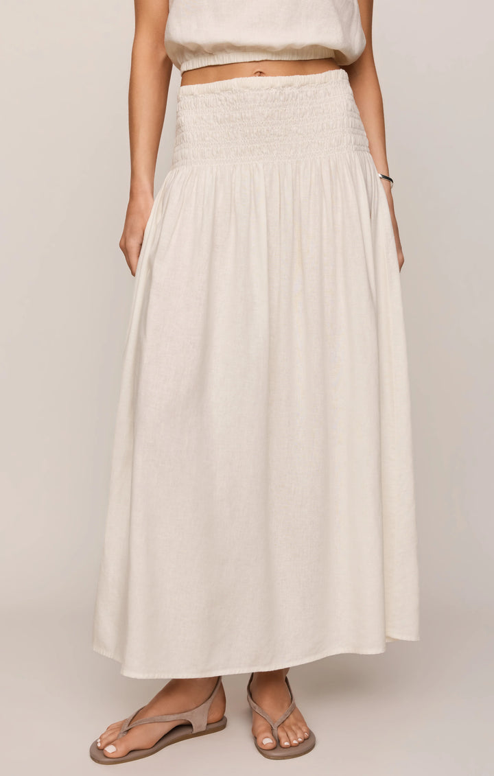 Z-Supply Women's Brooke Smocked Linen Maxi Skirt - White