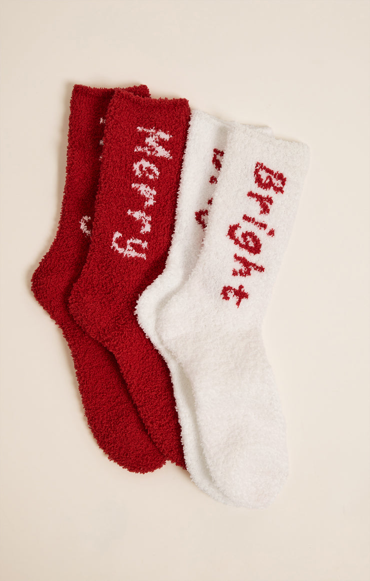 Z-Supply 2-Pack Bright & Merry Socks - HAUTE RED - Sun Diego Boardshop