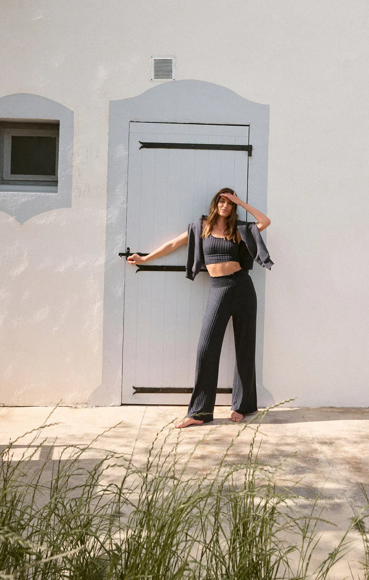 Z-Supply Dawn Smocked Rib Pant - Black Sand - Sun Diego Boardshop