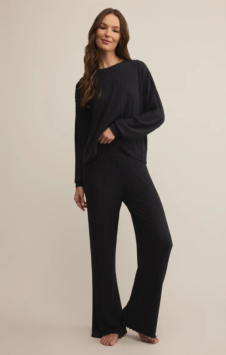 Z-Supply Dawn Smocked Rib Pant - Black Sand - Sun Diego Boardshop