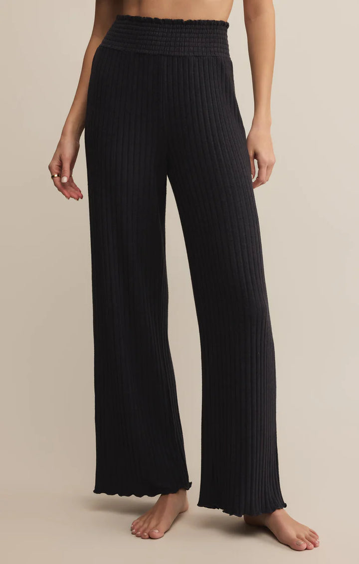 Z-Supply Dawn Smocked Rib Pant - Black Sand - Sun Diego Boardshop