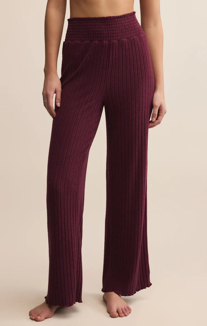 Z-Supply Dawn Smocked Rib Pant - Merlot
