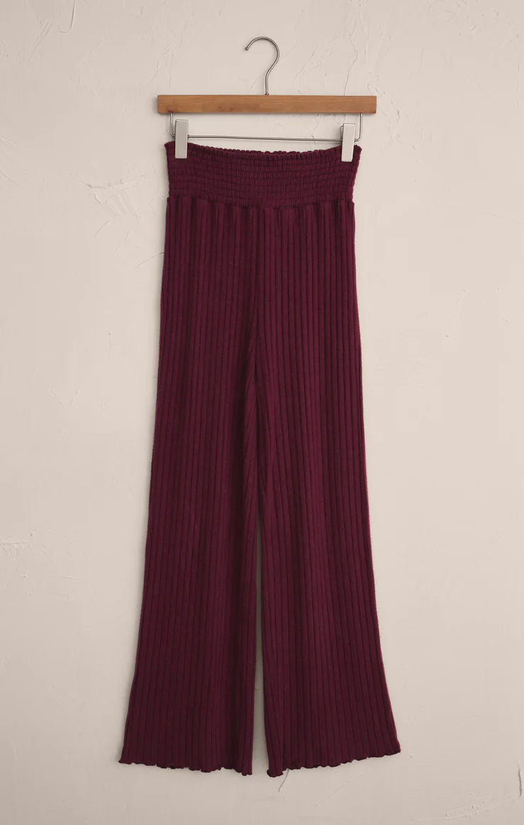 Z-Supply Dawn Smocked Rib Pant - Merlot