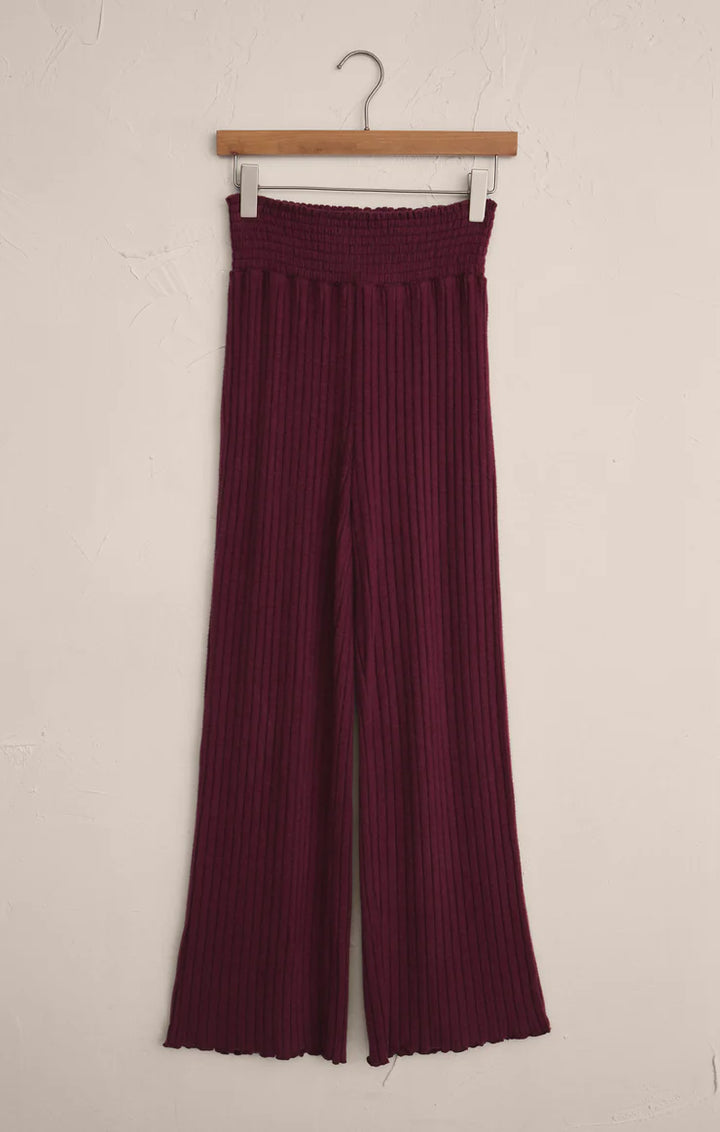 Z-Supply Dawn Smocked Rib Pant - Merlot