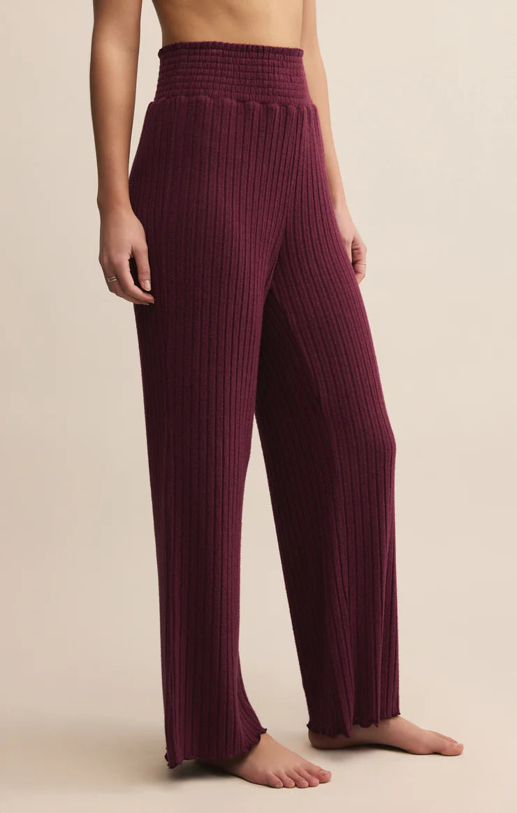 Z-Supply Dawn Smocked Rib Pant - Merlot