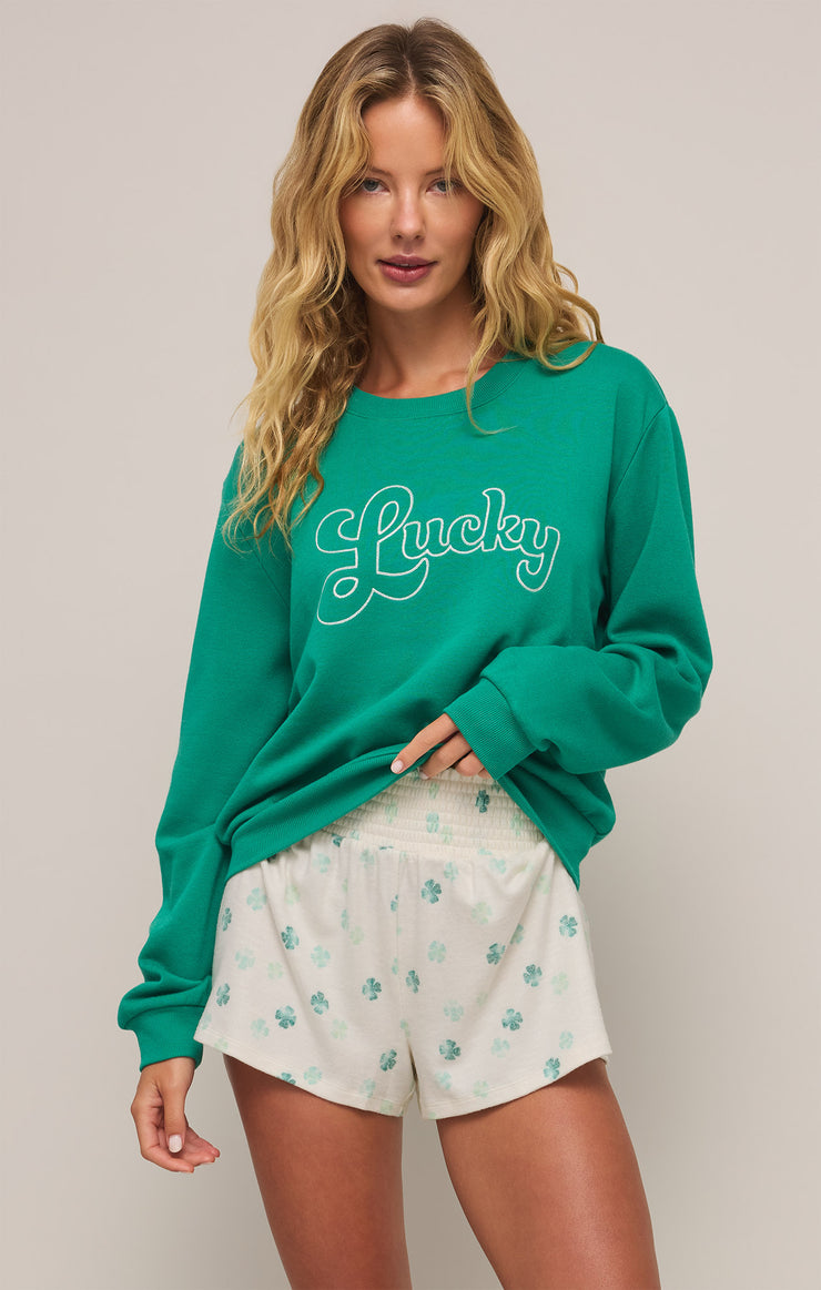 Z-Supply Lucky Sweatshirt - LUCKY GREEN - Sun Diego Boardshop