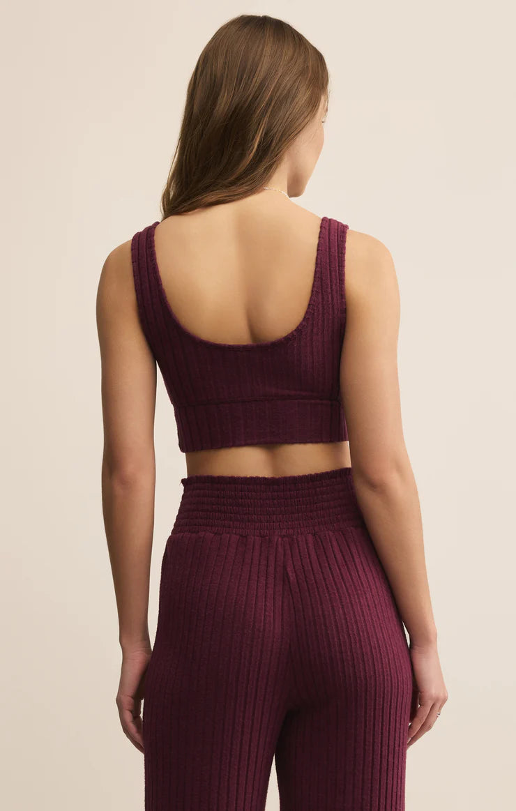 Z-Supply Zoe Silky Rib Tank Bra - Merlot