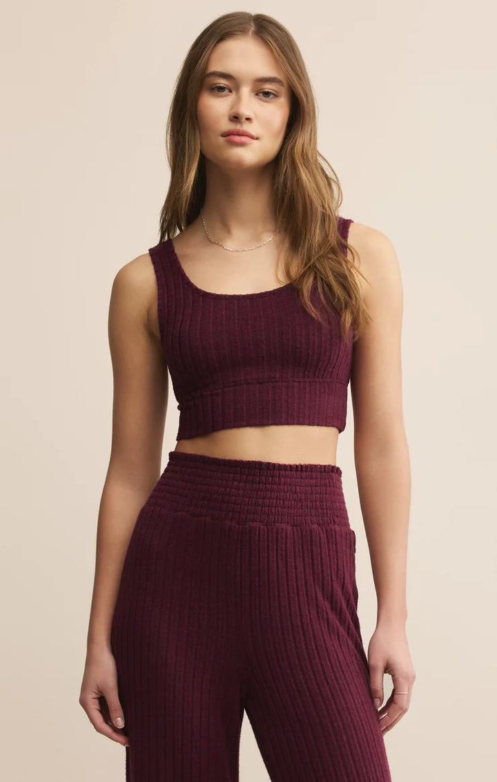 Z-Supply Zoe Silky Rib Tank Bra - Merlot