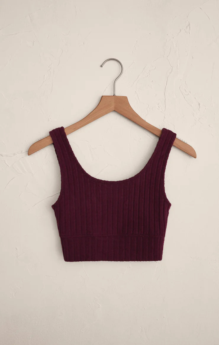 Z-Supply Zoe Silky Rib Tank Bra - Merlot
