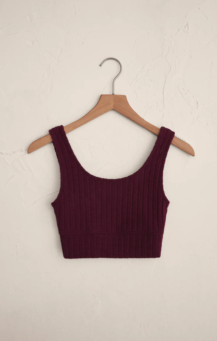 Z-Supply Zoe Silky Rib Tank Bra - Merlot