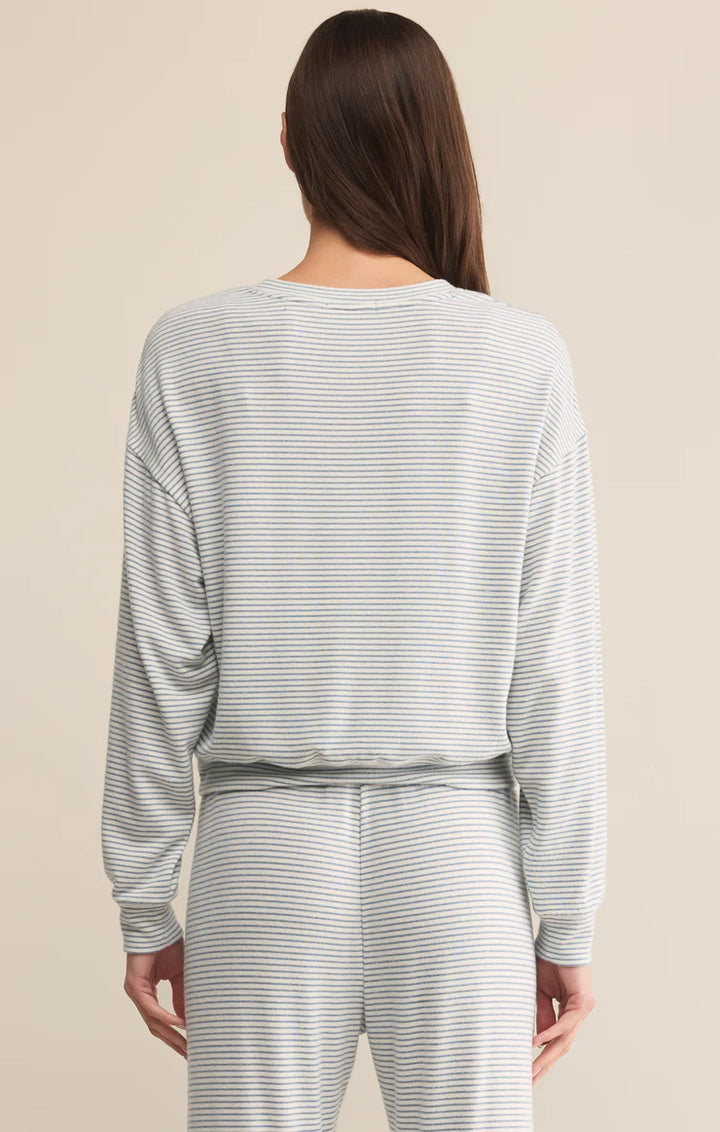 Z-Supply Bisou Stripe Long Sleeve - Light Denim - Sun Diego Boardshop