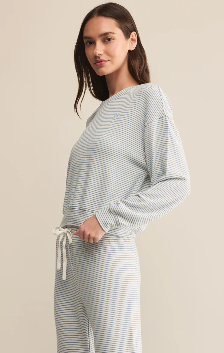 Z-Supply Bisou Stripe Long Sleeve - Light Denim - Sun Diego Boardshop
