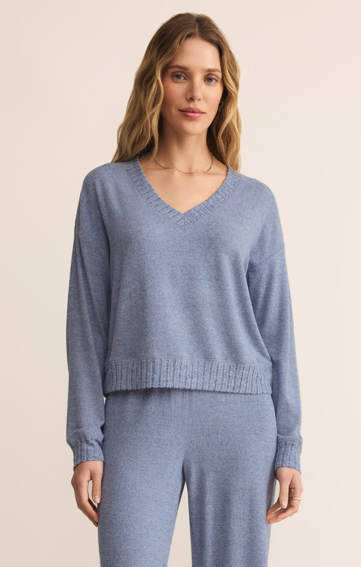 Z-Supply Courtney Long Sleeve Top - Blue Velvet - Sun Diego Boardshop