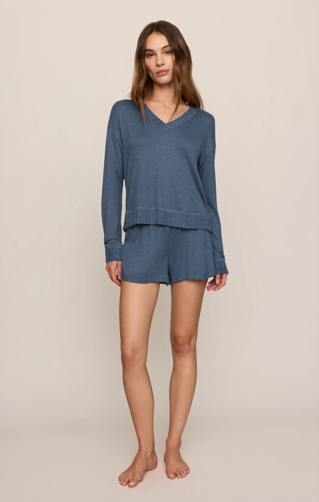 Z-Supply Women's Dawn Smocked Soft Knit Short - True Navy - Sun Diego Boardshop