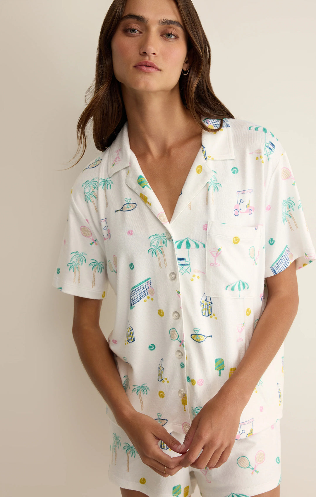 Z Supply Women's Court Sports PJ Top - White - Sun Diego Boardshop